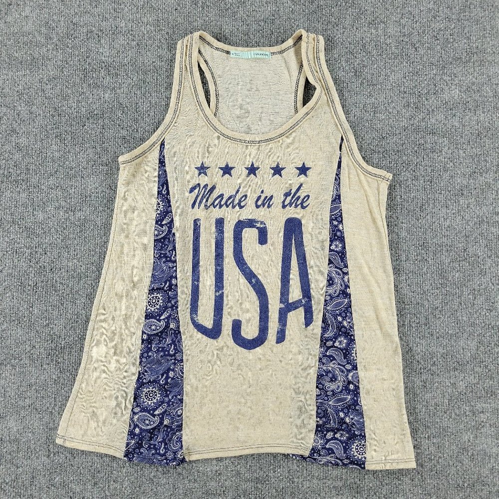 Maurices Tank Top Women's Medium Brown Tan Round Neck Sleeveless Made In USA  Sh